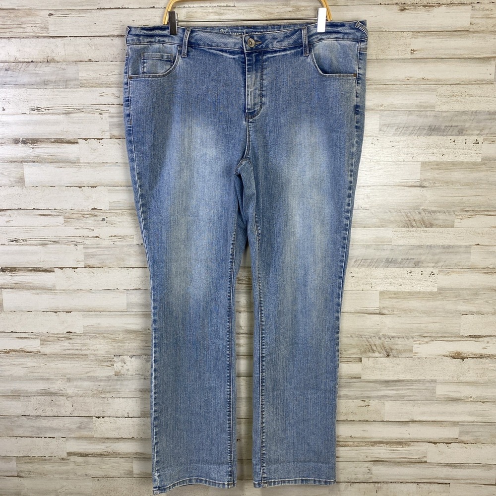 Natural Reflection Jeans Women 18W Blue Denim Mid-Rise Straight Comfort Stretch